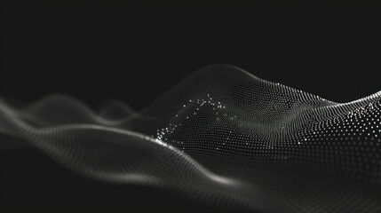 Digital wave pattern with glowing dots on dark background, creating sense of depth and movement