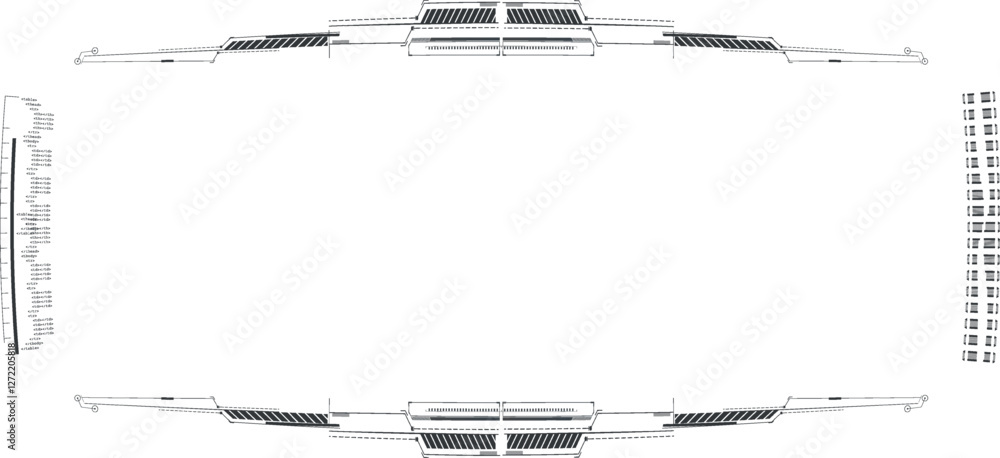 Poster creative digital design featuring abstract geometric shapes and lines on a minimalist white backgrou