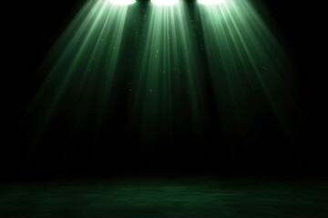 A dramatic green spotlight effect illuminating a dark space.