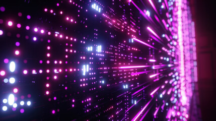Naklejka premium Abstract digital background with vibrant pink and blue lights, creating sense of depth and movement. Ideal for technology and futuristic themes