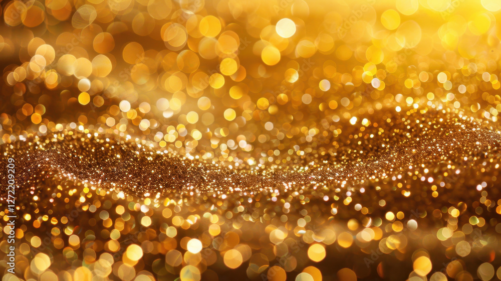 Poster golden bokeh background with shimmering lights creating festive atmosphere. sparkling effect adds wa