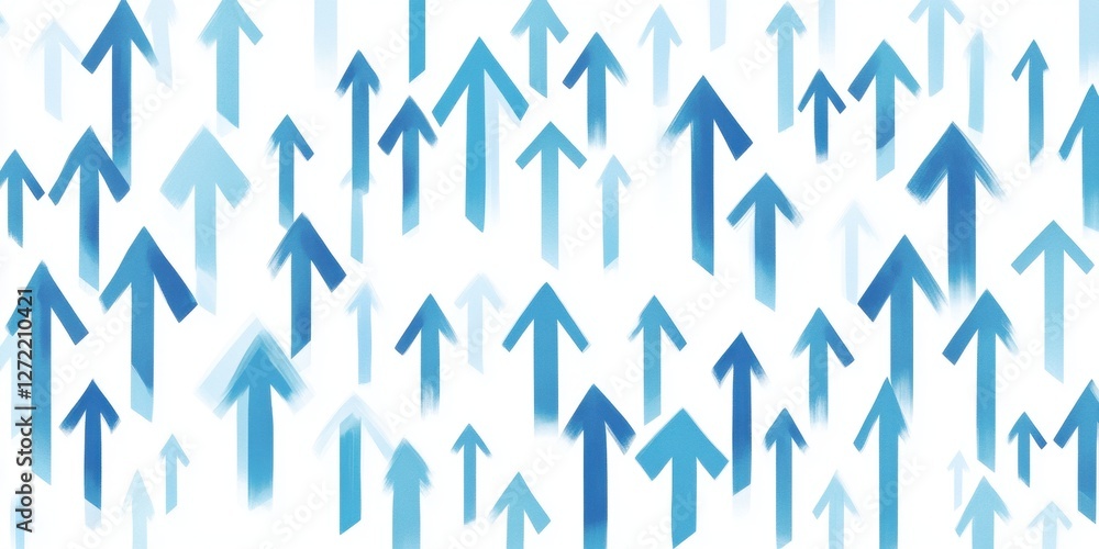 Poster a background of blue arrows pointing upwards, representing growth and progress on a white background
