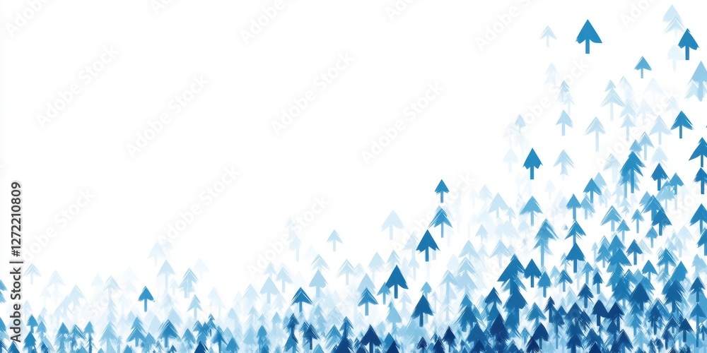 Poster a background of blue arrows pointing upwards, representing growth and progress on a white background