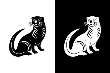 Sea otter illustration icon vector for logo, isolated on white background.