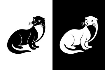 Sea otter illustration icon vector for logo, isolated on white background.