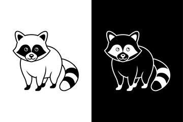 Raccoon animal icon vector on White Background ,Vector Art Illustration on white background.