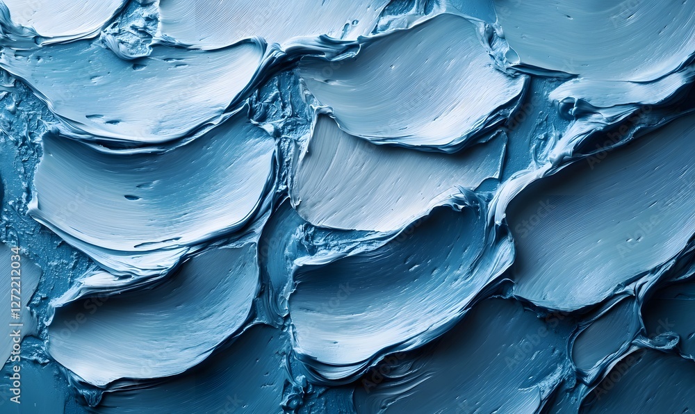 Poster abstract blue textured painting with brush strokes creating a serene and calming effect