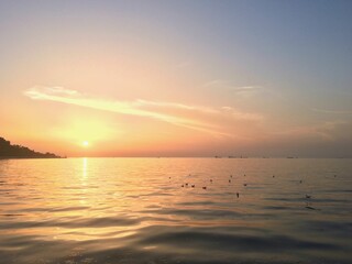 Obraz premium Piran waterfront ocean view at sunset time