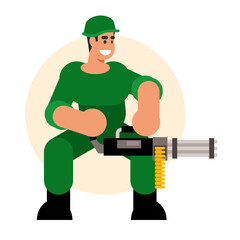soldier with machine gun