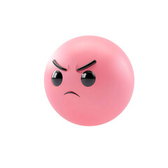 Fototapeta premium isolated pink 3d emoji angry face on plain background mad emoticons reaction icons