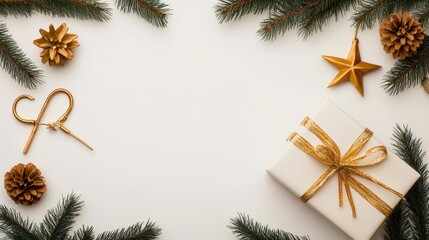 Elegant Christmas Gift Decorated With Gold Accents