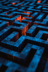 A maze in the middle of a dark room