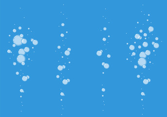 Bubble icons set. Soap foam symbols. Oxygen bubble, fizzy drink icon. Bubbles vector icons. Air bubbles flat set, soap foam oxygen bubbles, vector design elements