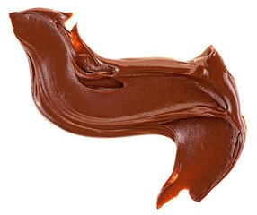 Sweet tasty chocolate spreading isolated on a white background. Hazelnut cream.