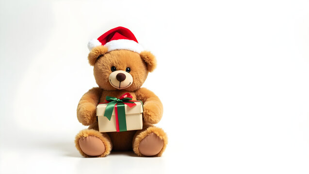 teddy bear with christmas gift