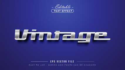 Elegant editable Vintage chrome text effect on blue background.