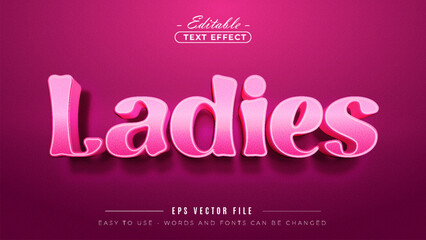 Editable 3D pink Ladies text effect design on vibrant background.