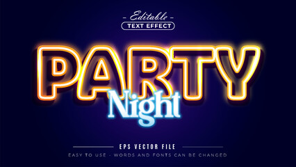 Neon Party poster with editable electric glowing text effect.