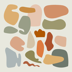 A composition of organic abstract shapes in earthy tones. Ideal for modern branding, interior design, and minimalist artwork.