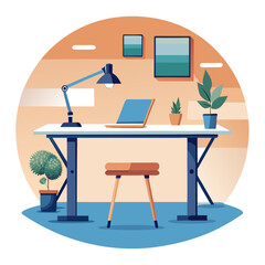 Furniture Adjustable Desk Vector Illustration – Cartoon, Clipart, and Line Art Design, Adjustable desk vector with white background – clipart, cartoon, and line art for digital use.