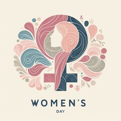 Elegant Woman in Abstract Botanical Style
