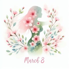 Naklejka premium Artistic Floral Celebration for March 8