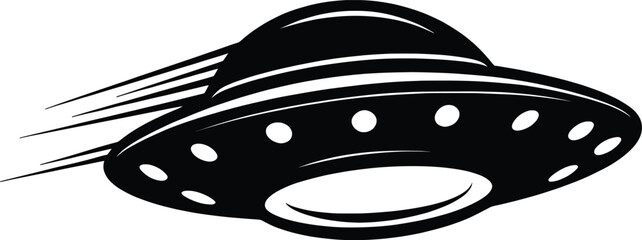 Black Silhouette Of A Classic UFO Icon 
