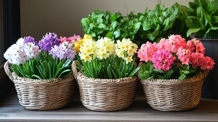 Springtime Happiness: Flower Baskets in a Greek Flower Shop
