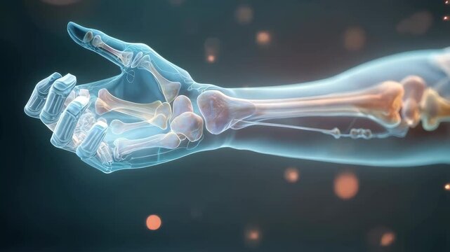 Exploring the intricate structure of the human arm in a detailed 3D animation showcasing bones and muscles