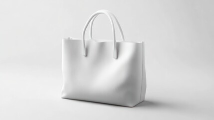Blank white tote bag, simple and elegant design, studio shot.