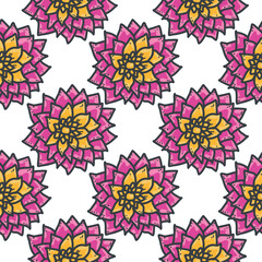 Pattern Lotus, Symbol of purity, enlightenment and spirituality in Thai culture. Elegant petals, flowing lines, maybe with traditional patterns or in Buddhist style. isolated on white background.vecto