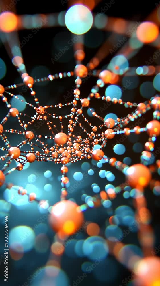 Aufkleber intricate web of shimmering beads against a blurred blue background creating an ethereal atmosphere