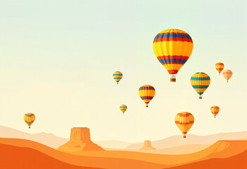 Colorful balloons floating in abstract sky, celebrating Balloon Fiesta