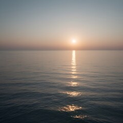 Naklejka premium Sunset on the sea. Soft Warmth Gradient Sunrays: Experience the soothing beauty of soft, warm gradient sunrays, perfect for enhancing any design project with a touch of tranquility and warmth.