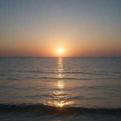 Naklejka premium Sunset on the sea. Soft Warmth Gradient Sunrays: Experience the soothing beauty of soft, warm gradient sunrays, perfect for enhancing any design project with a touch of tranquility and warmth.