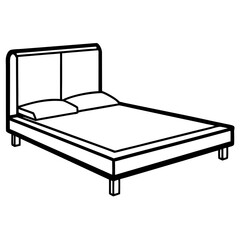 Furniture Platform Bed Table Vector Illustration – Cartoon, Clipart & Line Art Design, Vector illustration of a furniture platform bed table in cartoon, clipart, and line art design.