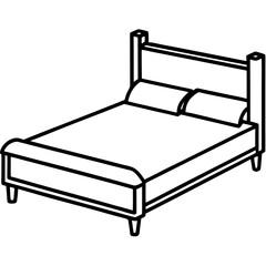 Furniture Platform Bed Table Vector Illustration – Cartoon, Clipart & Line Art Design, Vector illustration of a furniture platform bed table in cartoon, clipart, and line art design.