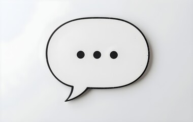 Speech bubble with three dots on white background, 3d speech bubble icon