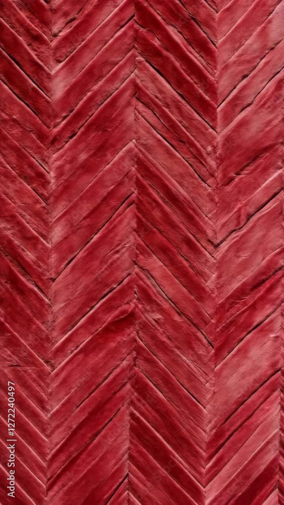 Poster bold red patterned texture showcasing herringbone design intricately crafted with attention to detai