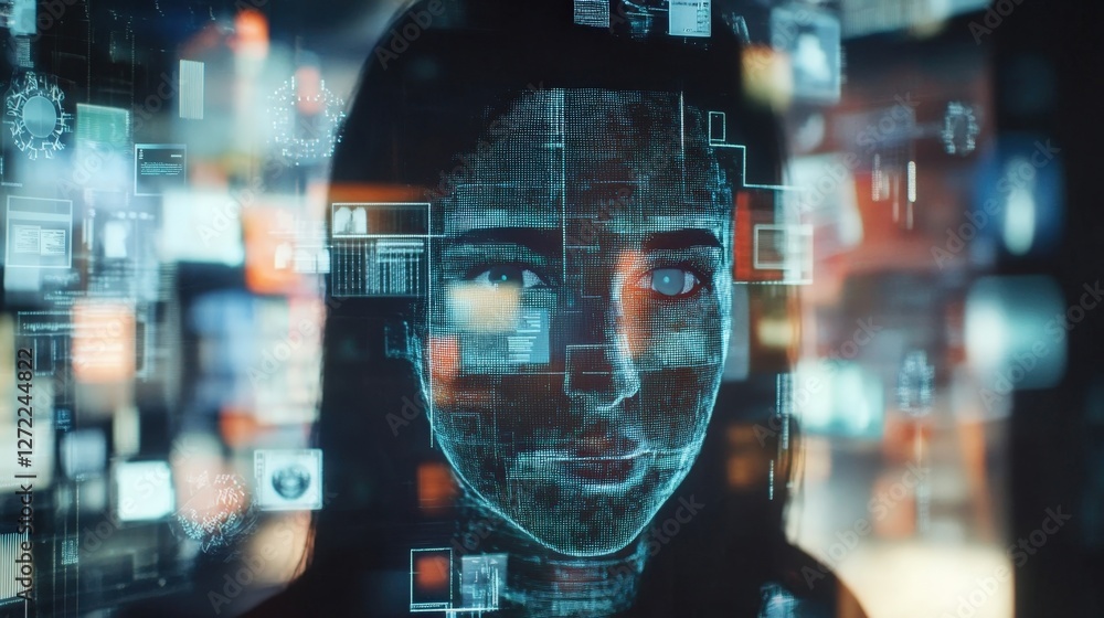 Poster an interactive screen featuring a collage of identity verification ods including facial recognition 
