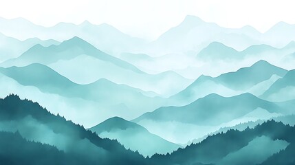 Serene Misty Mountainscape with Verdant Forests