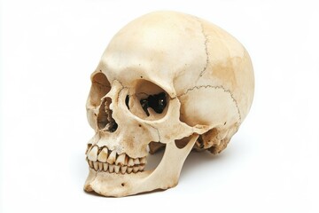 Human skull on white background, full frontal view. Neural network AI generated
