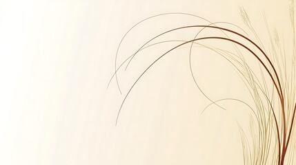Abstract Brown Grass Blades on Beige Background
