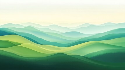 Obraz premium Serene Green Mountainscape Rolling Hills Landscape