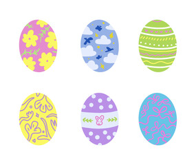 Cute hand drawn organic easter eggs horizontal seamless pattern, fun easter decoration, great for banners, wallpapers, cards - vector design