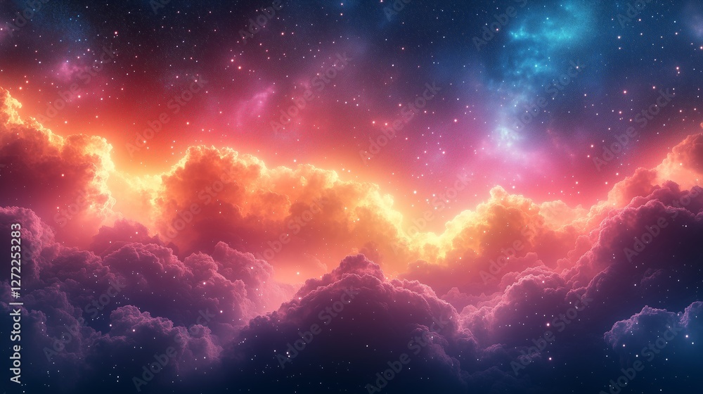 Poster abstract kawaii colorful background with pastel gradient sky