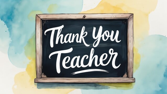 "Thank You Teacher" Card, watercolor	