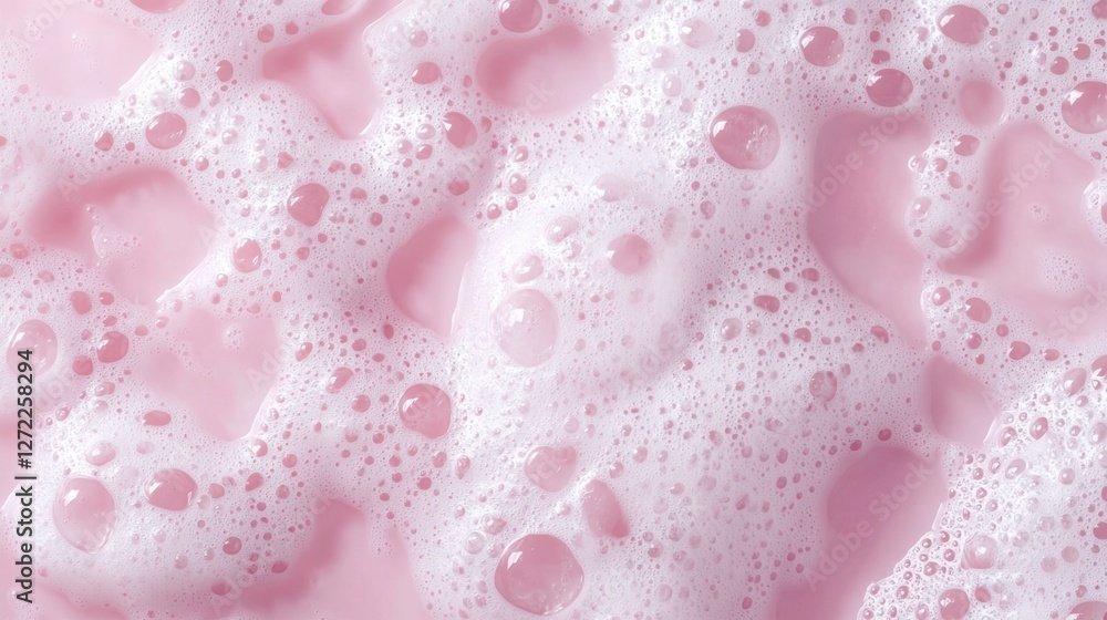 Aufkleber A soft layer of pink soap foam presents an alluring texture that dances with light, capturing the essence of cleanliness and whimsy. Bubbles form and dissipate, inviting touch