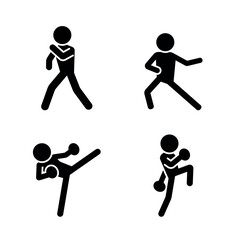 Stick figures. Single martial arts fighters