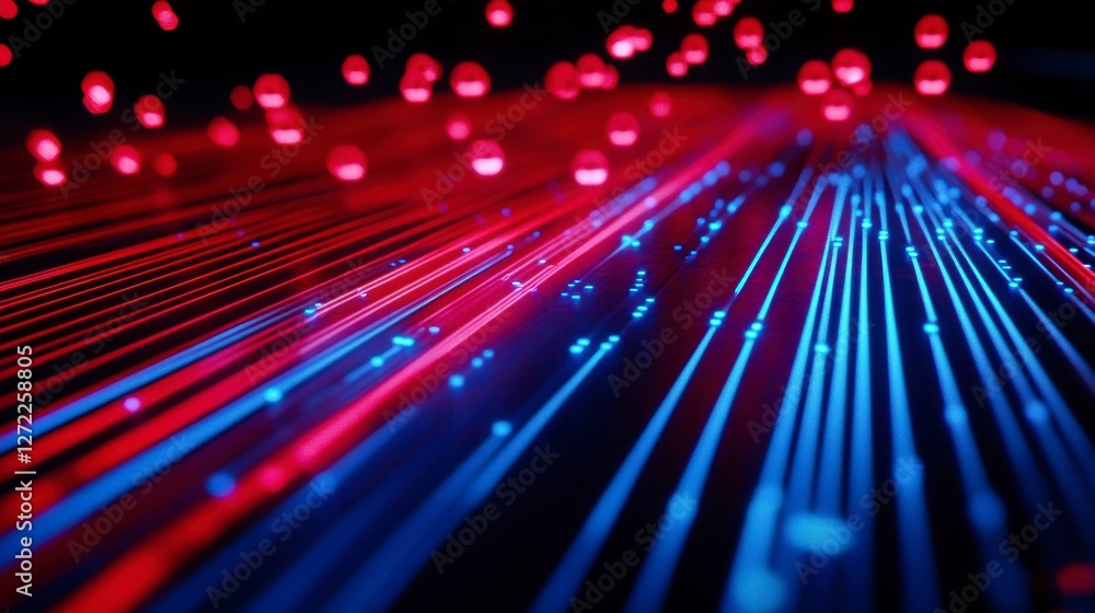 Poster Abstract digital lines with glowing particles.  Possible use for technology, futuristic, and gaming